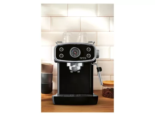 SilverCrest SEMR 1400 B1 BK Retro 1973 eszpresszó cappuccino 2 csészés presszó kávéfőző, 20 bar, 1400 W, tejhabosítóval, fekete
