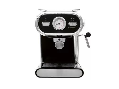 SilverCrest SEM 1100 E1 BLACK Eszpresszó cappuccino 2 csészés presszó kávéfőző, fekete, 1100 W