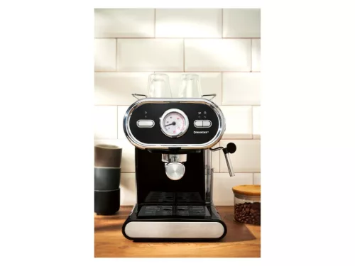 SilverCrest SEM 1100 E1 BLACK Eszpresszó cappuccino 2 csészés presszó kávéfőző, fekete, 1100 W