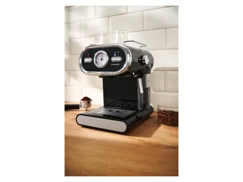 SilverCrest SEM 1100 E1 BLACK Eszpresszó cappuccino 2 csészés presszó kávéfőző, fekete, 1100 W