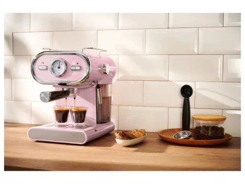 SilverCrest SEM 1100 E1 PINK Eszpresszó cappuccino 2 csészés presszó kávéfőző, rózsaszín, 1100 W