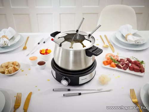 SilverCrest SFE 1500 D3 INOX Elektromos 8 személyes fondü készlet, max 3 liter, 1500W, rozsdamentes acél