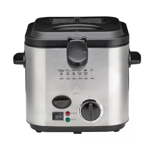 (BONTOTT / K738960) SilverCrest SFM 840 B2 INOX nemesacél mini olajsütő, 1-2 személyes fritőz, 1.2 literes, 840 W