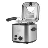 (BONTOTT / K738960) SilverCrest SFM 840 B2 INOX nemesacél mini olajsütő, 1-2 személyes fritőz, 1.2 literes, 840 W