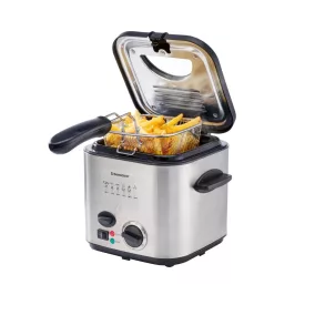   SilverCrest SFM 840 B2 INOX nemesacél mini olajsütő, 1-2 személyes fritőz, 1.2 literes, 840 W