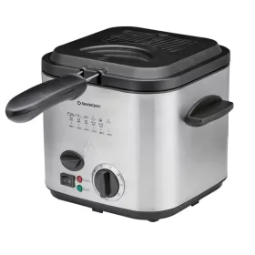   SilverCrest SFM 840 B2 INOX nemesacél mini olajsütő, 1-2 személyes fritőz, 1.2 literes, 840 W