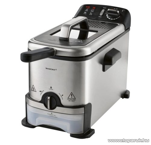 SilverCrest SFO 2000 A1 INOX nemesacél olajsütő, fritőz, olajleresztő tartállyal, 3 literes, 2000 W