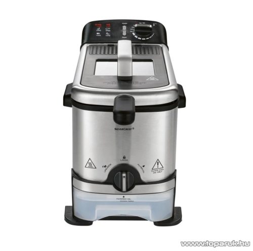 SilverCrest SFO 2000 A1 INOX nemesacél olajsütő, fritőz, olajleresztő tartállyal, 3 literes, 2000 W
