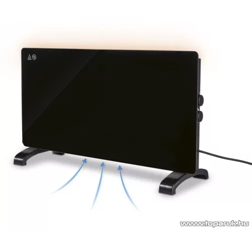 SilverCrest SGH 2000 B3 BK Elektromos üveglapos álló hősugárzó fűtőpanel konvektor, fekete, 1000W / 2000W