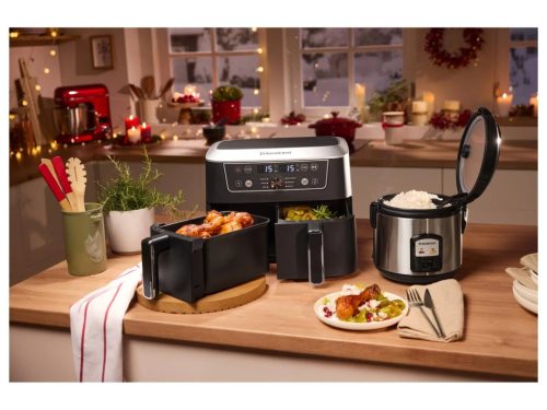 SilverCrest SHFDD 2600 B2 Kétzónás, két kosaras forrólevegős (olajmentes) Air Fryer olajsütő, fritőz, 2600 W, 8,7 L 