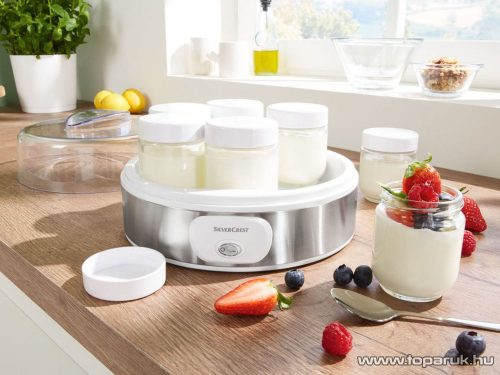 SilverCrest SJB 18 A1 INOX Joghurt készítő gép, 7 x 180 ml üvegpohárral, 18W