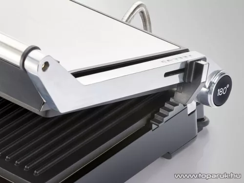 (ESZTÉTIKAI SÉRÜLT / K871758) SilverCrest SKGE 2000 D3 INOX Asztali elektromos kontaktgrill, kivehető ILAG bevonatú sütőlapokkal, 2000W
