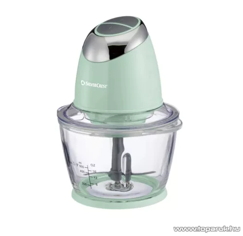 SilverCrest SMZC 500 D2 GREEN Üvegtálas konyhai aprító, jégdaráló funkcióval, 500 W, 1,2 literes, zöld