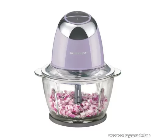 SilverCrest SMZC 500 D1 Design üvegtálas konyhai aprító, jégdaráló funkcióval, 500 W, 1,2 literes, levendula lila