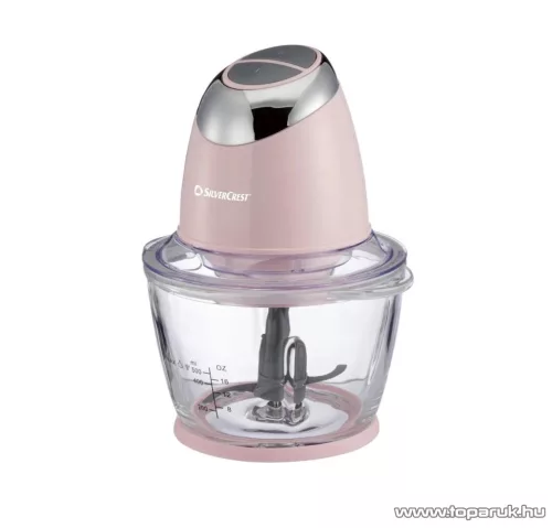 SilverCrest SMZC 500 D2 PINK Üvegtálas konyhai aprító, jégdaráló funkcióval, 500 W, 1,2 literes, Világos rózsaszín