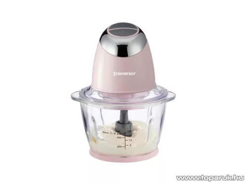 SilverCrest SMZC 500 D2 PINK Üvegtálas konyhai aprító, jégdaráló funkcióval, 500 W, 1,2 literes, Világos rózsaszín