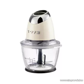   SilverCrest SMZC 500 C3 CM Retro 1973 Üvegtálas konyhai aprító, jégdaráló funkcióval, 500 W, 1,2 literes, krém