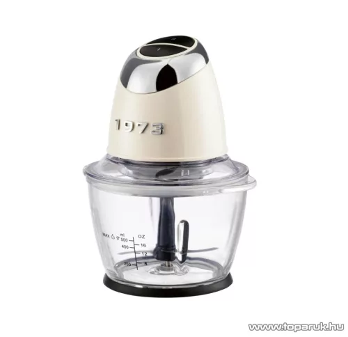 SilverCrest SMZC 500 C3 CM Retro 1973 Üvegtálas konyhai aprító, jégdaráló funkcióval, 500 W, 1,2 literes, krém