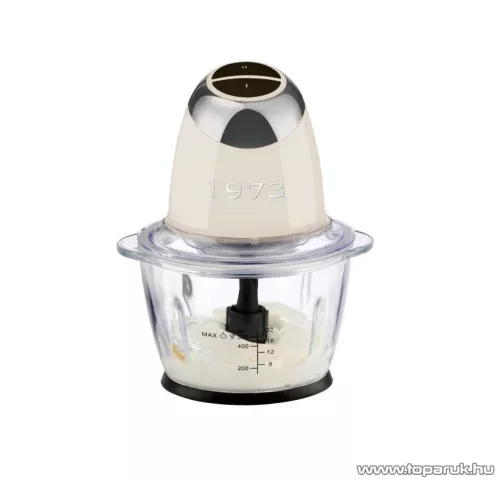 SilverCrest SMZC 500 C3 CM Retro 1973 Üvegtálas konyhai aprító, jégdaráló funkcióval, 500 W, 1,2 literes, krém