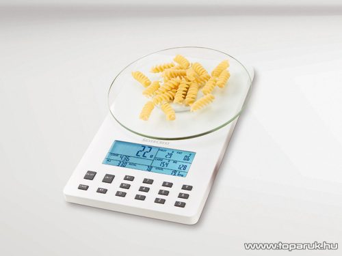 SilverCrest SNAW 1000 D2 Digitális, üveglapos tápértékelemző konyhai mérleg, 1g / 5kg, fehér