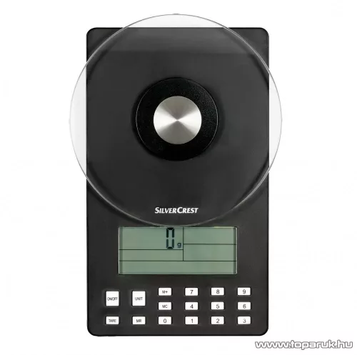 SilverCrest SNAW 1000 D2 Digitális, üveglapos tápértékelemző konyhai mérleg, 1g / 5kg, fekete