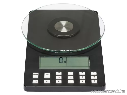 SilverCrest SNAW 1000 D2 Digitális, üveglapos tápértékelemző konyhai mérleg, 1g / 5kg, fekete