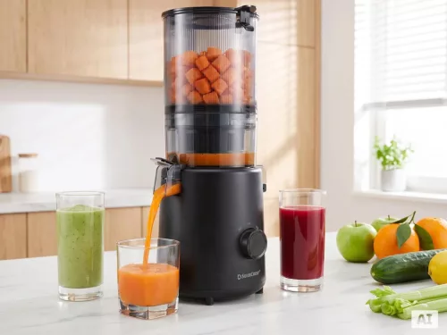 SilverCrest SSJBM 400 D1 Premium Slow Juicer lassú gyümölcsprés és zöldségprés, 50 ford./perc, sorbet funkcióval, 400 W