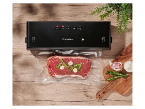 SilverCrest SV 130 A1 Black sous-vide vákuumcsomagoló fóliahegesztő, WET és SOFT programmal, lágyvákuumozás funkcióval, 130 W / fekete