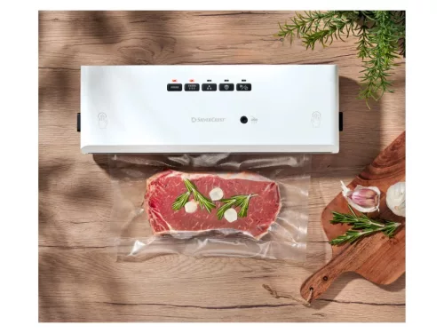 SilverCrest SV 130 A1 White sous-vide vákuumcsomagoló fóliahegesztő, WET és SOFT programmal, lágyvákuumozás funkcióval, 130 W / fehér