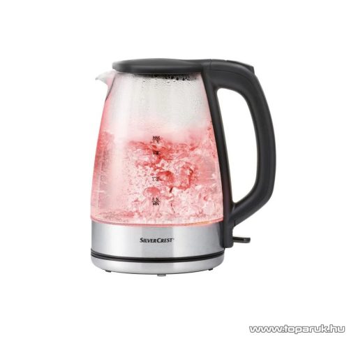 SilverCrest SWGF 3000 C2 INOX Hőmérséklet érzékelős színes LED-es üveg vízforraló, 1,7 literes, 3000 W