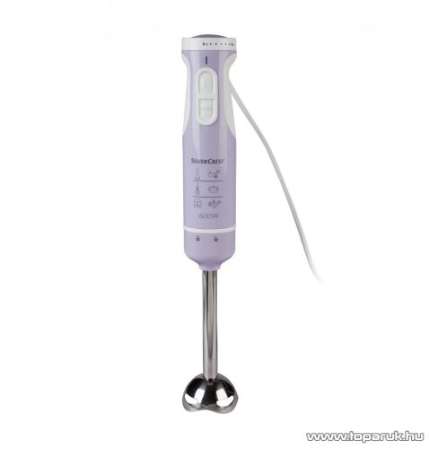 SilverCrest SSMS 600 E3 PI INOX rozsdamentes botmixer szett, rúdmixer készlet aprítóval és habverővel, 600 W, levendula lila