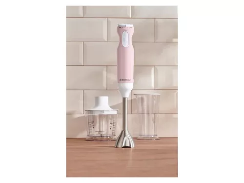 SilverCrest SSMS 600 G1 PI Nemesacél 2 az 1-ben botmixer szett, rúdmixer készlet 500 ml aprítóval, 700 ml keverőpohárral, rózsaszín, 600 W