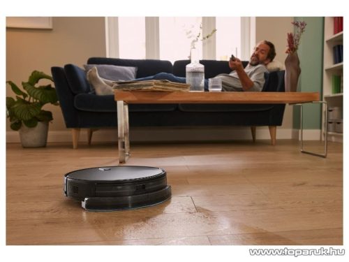 (HASZNÁLT / K234724) SilverCrest SSWR C2 Black robotporszívó vákuum törlő funkcióval, távirányítóval és töltő dokkolóval, fekete