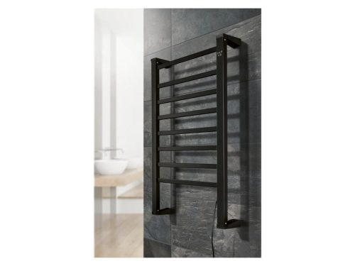 TRONIC SHH 150 E2 BK Álló és falra szerelhető fűtött, elektromos törölközőszárító radiátor időzítő funkcióval, fekete, 150 W