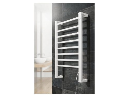 TRONIC SHH 150 E2 WH Álló és falra szerelhető fűtött, elektromos törölközőszárító radiátor időzítő funkcióval, fehér, 150 W