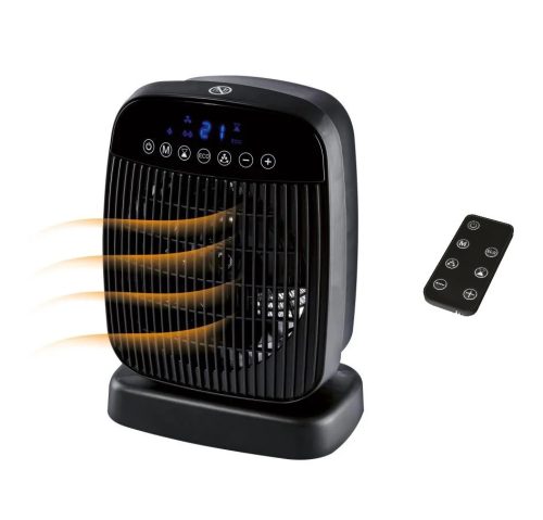 Tronic THLF 2000 E4 BK Digitális fűtőventilátor, ventilátoros hősugárzó fűtőtest távirányítóval, 2000 W, fekete