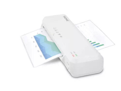 TRONIC TLA 230 A1 WH A4 lamináló gép fekete színben, meleglamináláshoz, 5 db lamináló fóliával