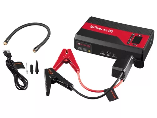 Ultimate Speed UPK 10 H5 3 az 1-ben hordozható indításrásegítő kompresszorral és 14000 mAh PowerBank funkcióval (12V-os bikázó és kompresszor)
