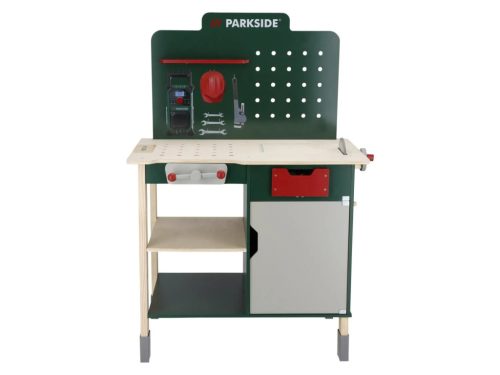 lupilu (Playtive) Workbench ParkSide Valódi fából készült játék munkapad, szerelőasztal szerszámokkal és fúrógéppel, 74 részes