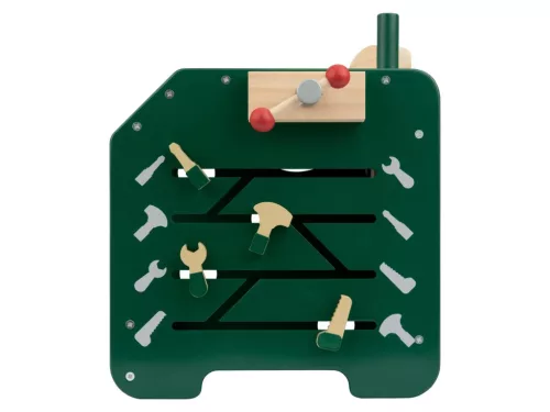 lupilu (Playtive) ParkSide Workbench ACTIVITY CUBE Fából készült játék munkapad (műhely kocka) kiegészítőkkel, 24 részes