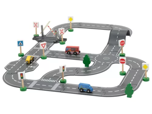 lupilu (Playtive) City Road Set Fa autópálya szett, városi - utca készlet, 35 darabos