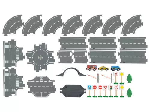 lupilu (Playtive) City Road Set Fa autópálya szett, városi - utca készlet, 35 darabos