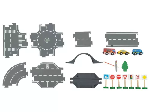 lupilu (Playtive) City Road Set Fa autópálya szett, városi - utca készlet, 35 darabos