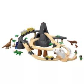   PlayTive (lupilu) Railway Set Dino Park MED vasútkészlet önjáró elemes teherautóval, vulkánnal, 49 részes