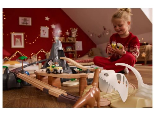 PlayTive (lupilu) Railway Set Dino Park MED vasútkészlet önjáró elemes teherautóval, vulkánnal, 49 részes