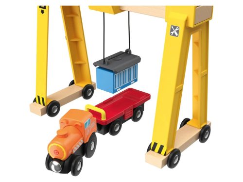 Mágneses mozdony és utánfutó konténerrel fa vonatpálya kiegészítőhöz