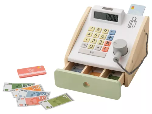 Playtive 24 részes kreatív fa játék pénztárgép kártyaterminállal