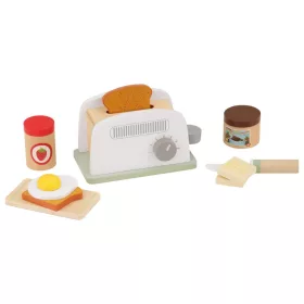   lupilu (Playtive) KU-16567 Pop-up játék fa kenyérpirító készlet pirítóssal, tükörtojással, vajjal, nugátkrémmel, lekváros fazékkal, deszkával, műanyag késsel (12 részes)
