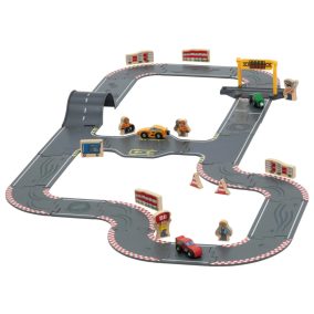   lupilu (Playtive) Racetrak Road Set Fa autópálya szett, versenypálya készlet, 38 darabos
