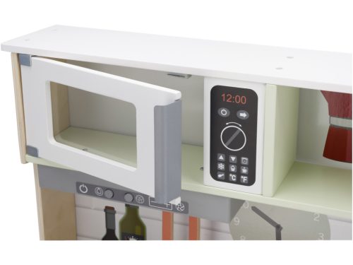 lupilu (Playtive) Wooden Kitchen világító és hangot adó fa játékkonyha, hűtővel, sütővel, mikróval, mosogatóval, főzőlappal (játék konyha kiegészítőkkel), 66 x 30 x 103 cm
